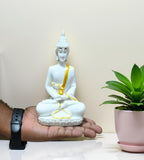 Sigaram 6.5 Inch White Marble Meditating Buddha for Home Decor Idol Statue Figurine Murti Tibetan Buddhist Showpiece K4761