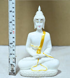 Sigaram 6.5 Inch White Marble Meditating Buddha for Home Decor Idol Statue Figurine Murti Tibetan Buddhist Showpiece K4761