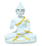 Sigaram 6.5 Inch White Marble Abhaya Hastha Meditating Buddha for Home Decor Idol Statue Figurine Murti Tibetan Buddhist Showpiece K4763