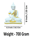 Sigaram 9 Inch White Marble Buddha Idol with Gold Stone Shalya For For Home Decoretive Showpiece K4767