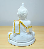 Sigaram 11 Inch White Marble Buddha Idol with Gold Stone Shalya For For Home Decoretive Showpiece K4770