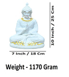 Sigaram 10 Inch White Marble Abhaya Hastha Meditating Buddha for Home Decor Idol Statue Figurine Murti Tibetan Buddhist Showpiece K4771