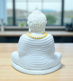 Sigaram 10 Inch White Marble Abhaya Hastha Meditating Buddha for Home Decor Idol Statue Figurine Murti Tibetan Buddhist Showpiece K4771