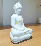 Sigaram 13.5 Inch White Marble Meditating Buddha for Home Decor Idol Statue Figurine Murti Tibetan Buddhist Showpiece K4773