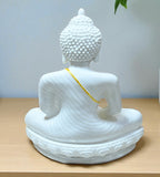 Sigaram 13.5 Inch White Marble Meditating Buddha for Home Decor Idol Statue Figurine Murti Tibetan Buddhist Showpiece K4773