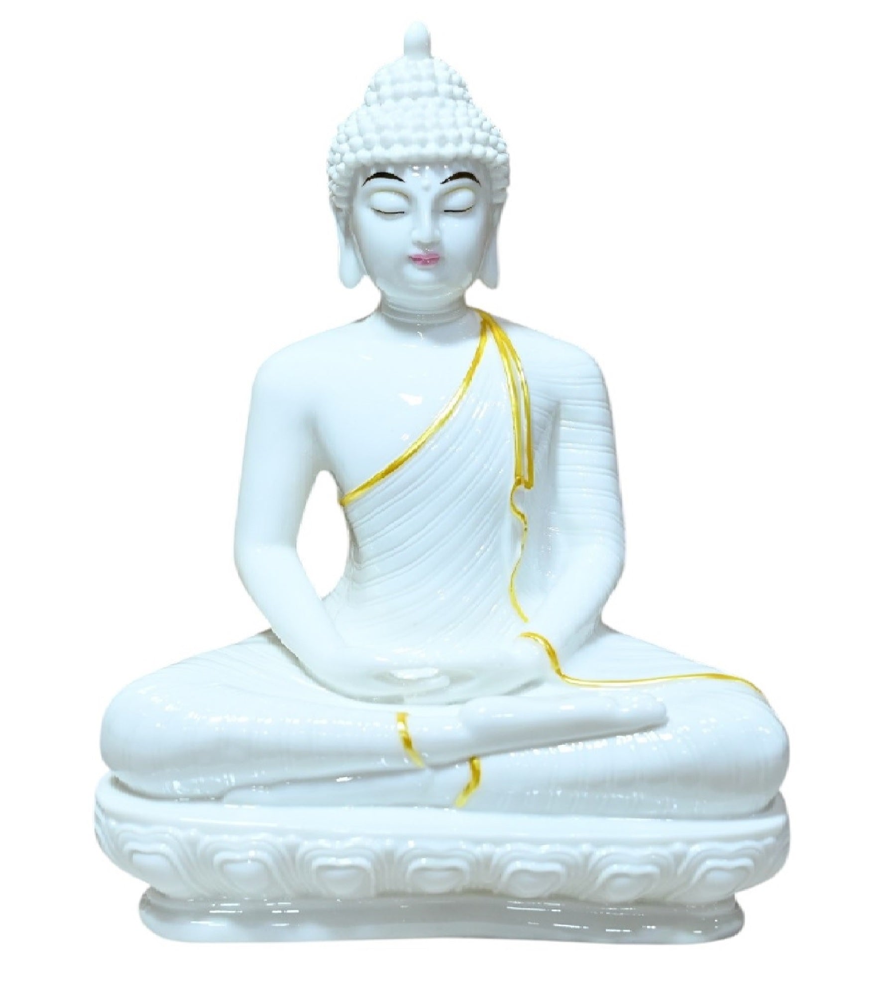 Sigaram 13.5 Inch White Marble Meditating Buddha for Home Decor Idol Statue Figurine Murti Tibetan Buddhist Showpiece K4773