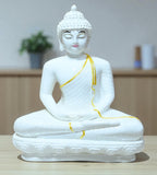 Sigaram 13.5 Inch White Marble Meditating Buddha for Home Decor Idol Statue Figurine Murti Tibetan Buddhist Showpiece K4773