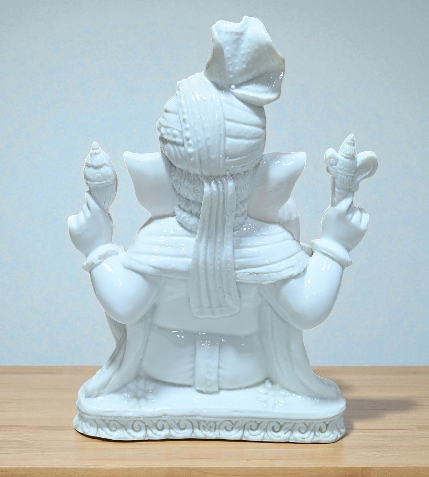 Sigaram 11 Inch White Marble Lord Ganesha Vinayaka Vignesha Idol with Peta Home Decor Statue Figurine Murti Showpiece K4774