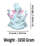 Sigaram 11 Inch White Marble Lord Ganesha Vinayaka Vignesha Idol with Peta Home Decor Statue Figurine Murti Showpiece K4774