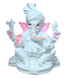 Sigaram 11 Inch White Marble Lord Ganesha Vinayaka Vignesha Idol with Peta Home Decor Statue Figurine Murti Showpiece K4774