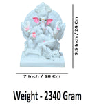 Sigaram 9.5 Inch White Marble  Lord Ganesha Vinayaka Vignesha Idol Sit On Simhasan For Home Decor Statue Figurine Murti Showpiece K4775
