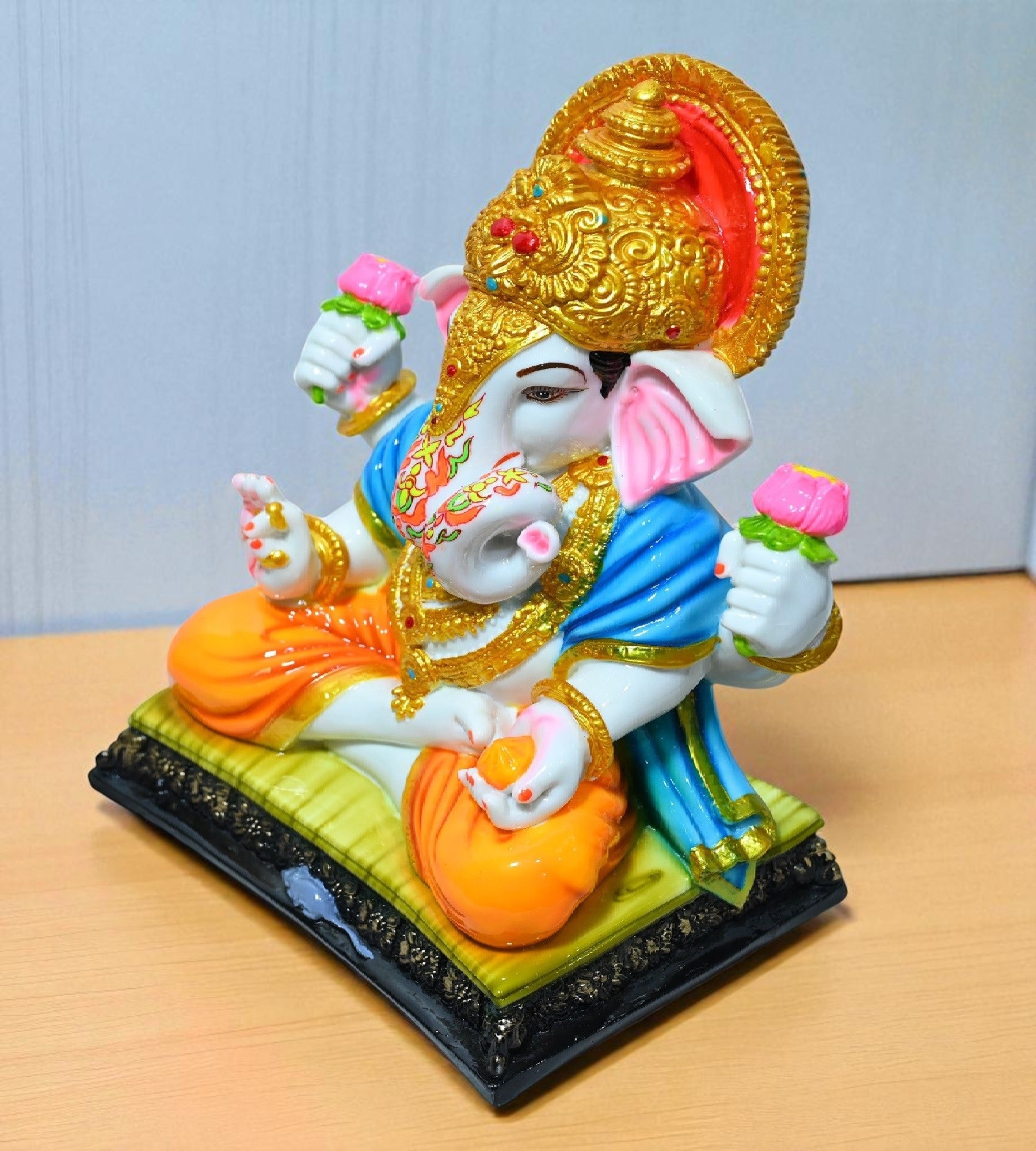 Sigaram 12 Inch Multi-Color Marble  Lord Ganesha Vinayaka Vignesha Idol For Home Decor Statue Figurine Murti Showpiece K4776