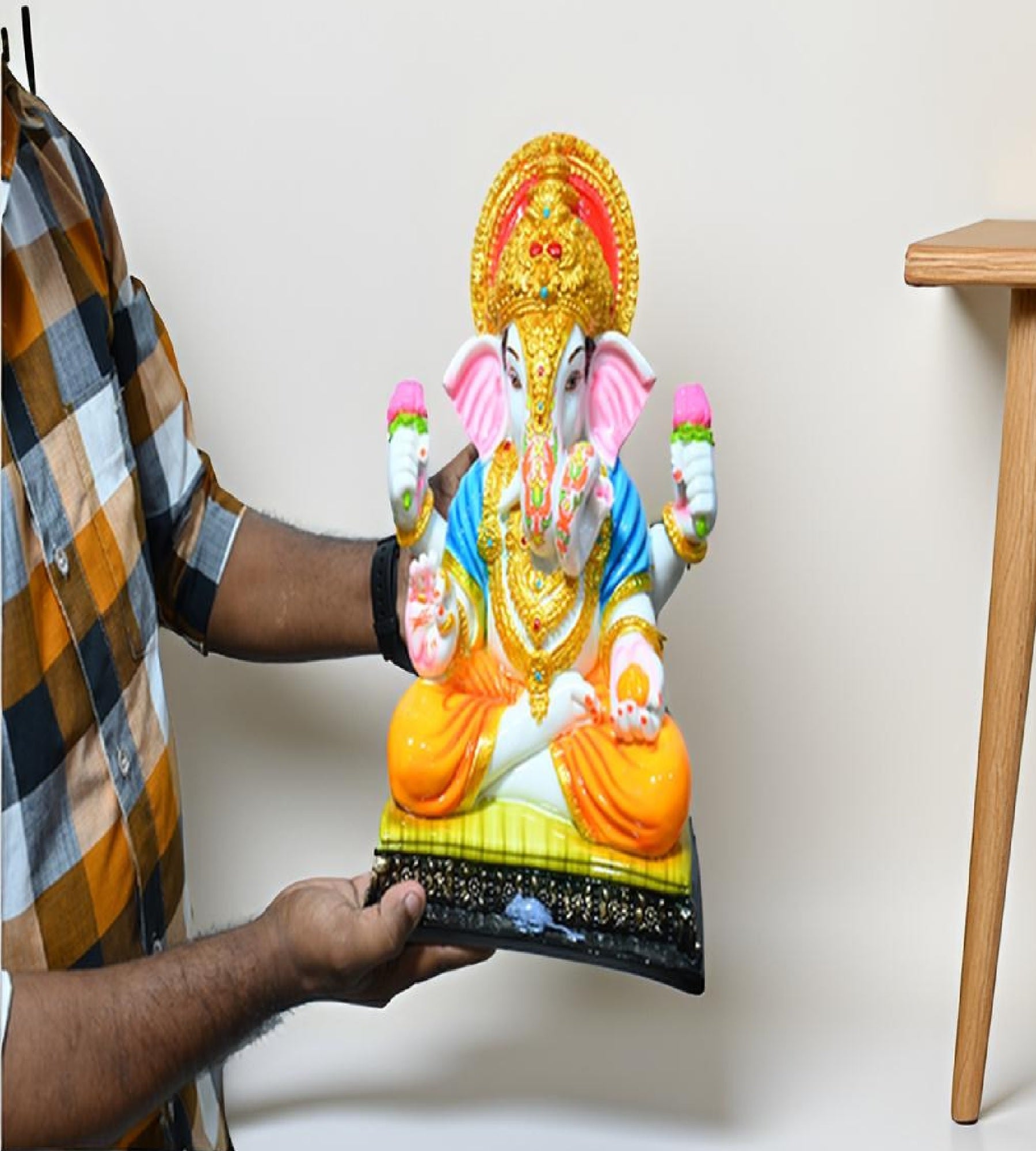 Sigaram 12 Inch Multi-Color Marble  Lord Ganesha Vinayaka Vignesha Idol For Home Decor Statue Figurine Murti Showpiece K4776