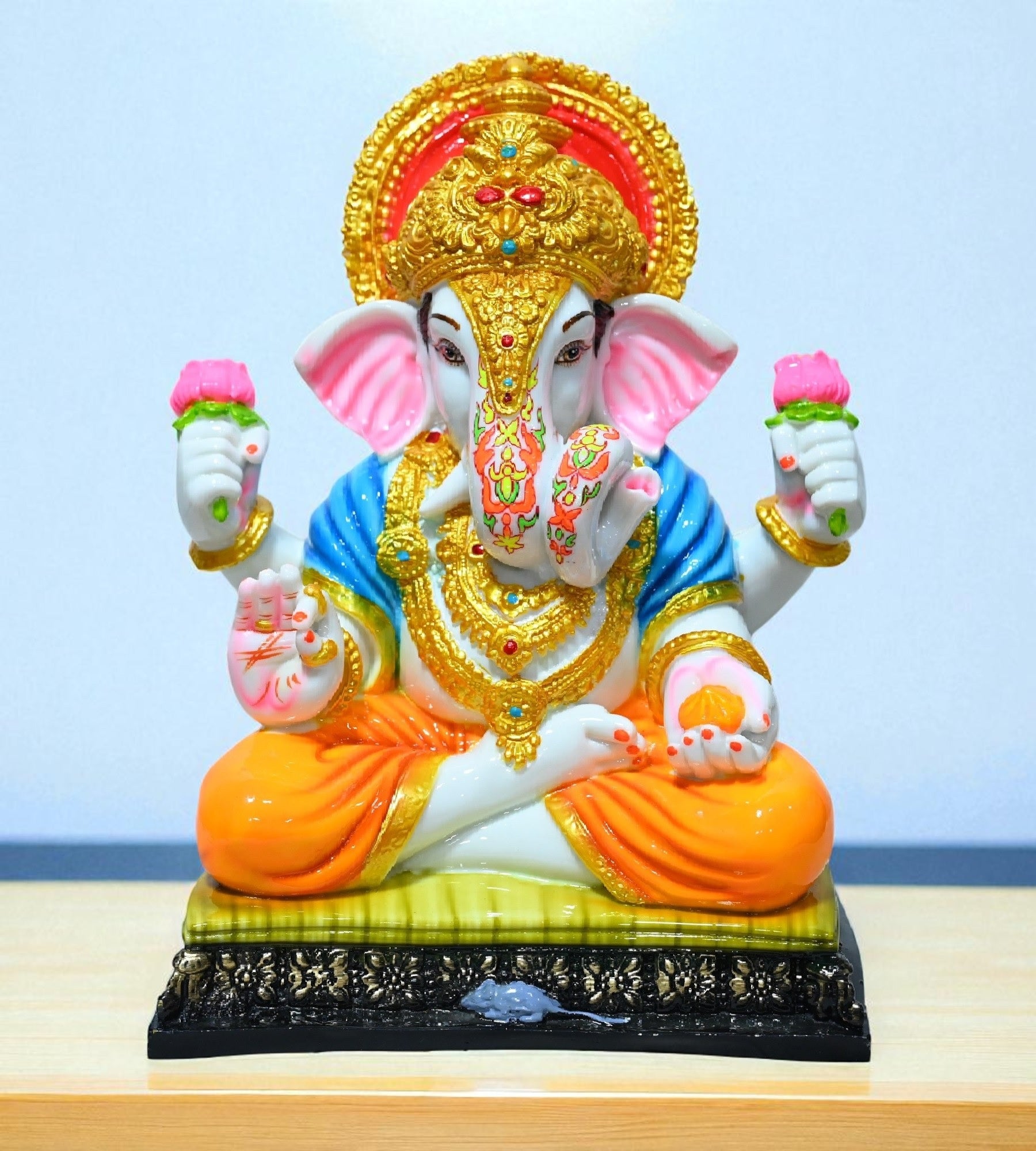 Sigaram 12 Inch Multi-Color Marble  Lord Ganesha Vinayaka Vignesha Idol For Home Decor Statue Figurine Murti Showpiece K4776