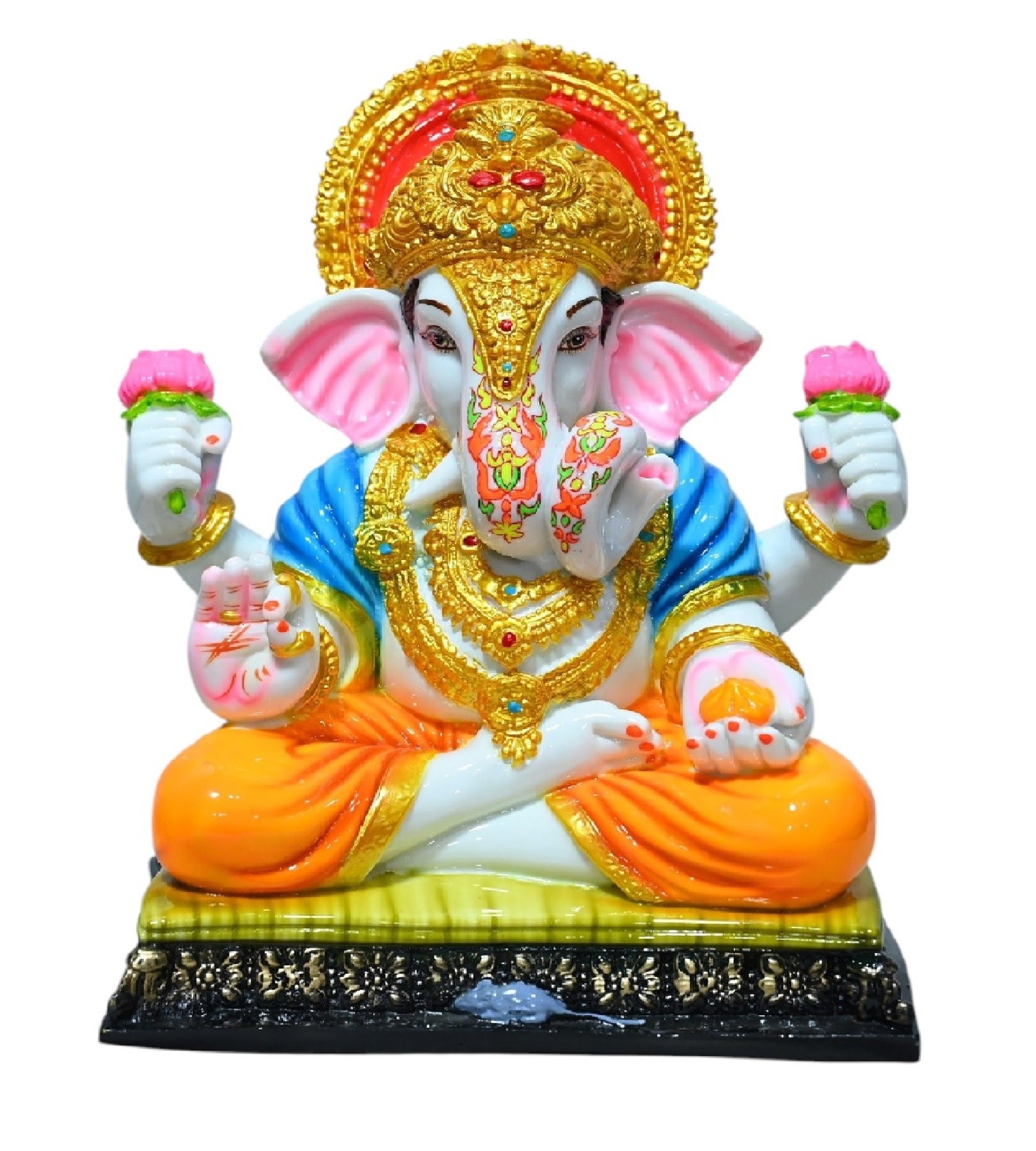 Sigaram 12 Inch Multi-Color Marble  Lord Ganesha Vinayaka Vignesha Idol For Home Decor Statue Figurine Murti Showpiece K4776