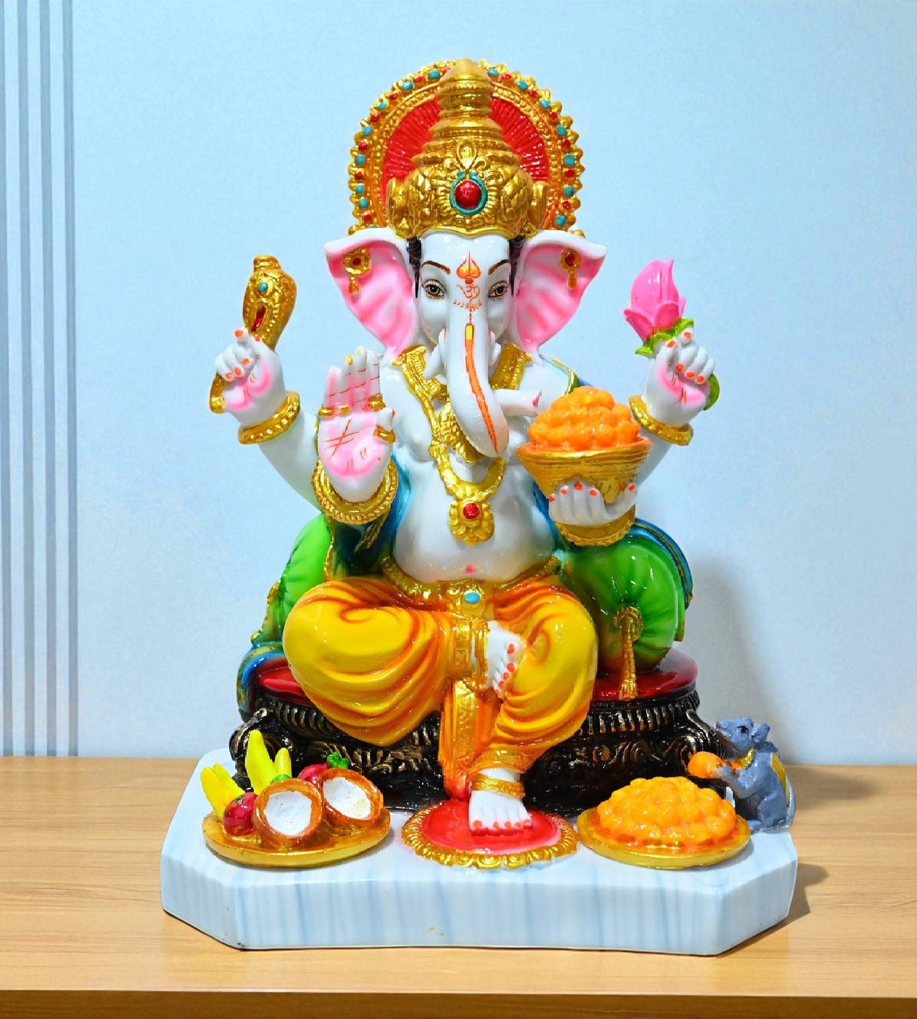 Sigaram 13 Inch Multi-Color Marble Lord Ganesha Vinayaka Vignesha Idol For Home Decor Statue Figurine Murti Showpiece K4777