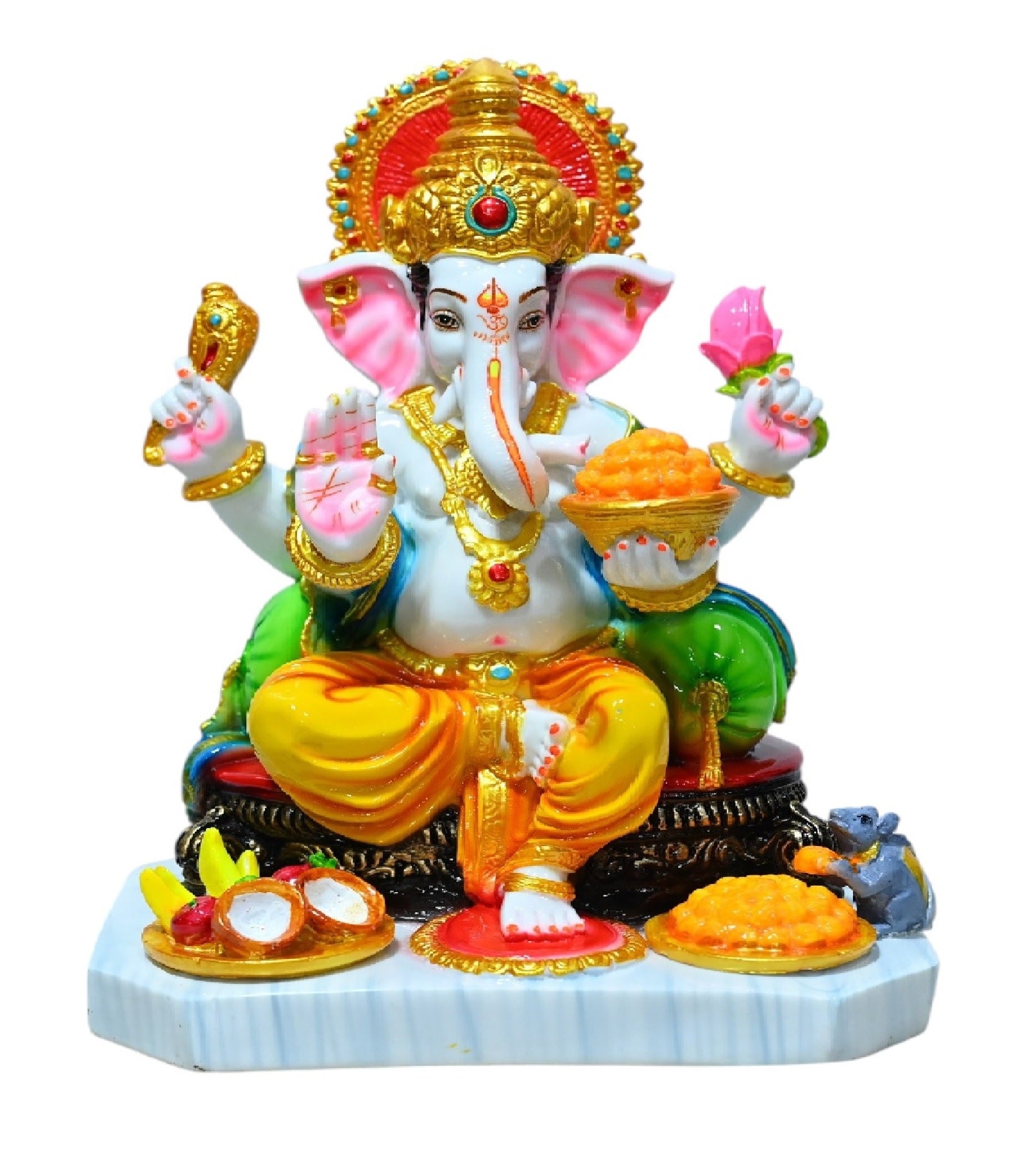 Sigaram 13 Inch Multi-Color Marble Lord Ganesha Vinayaka Vignesha Idol For Home Decor Statue Figurine Murti Showpiece K4777