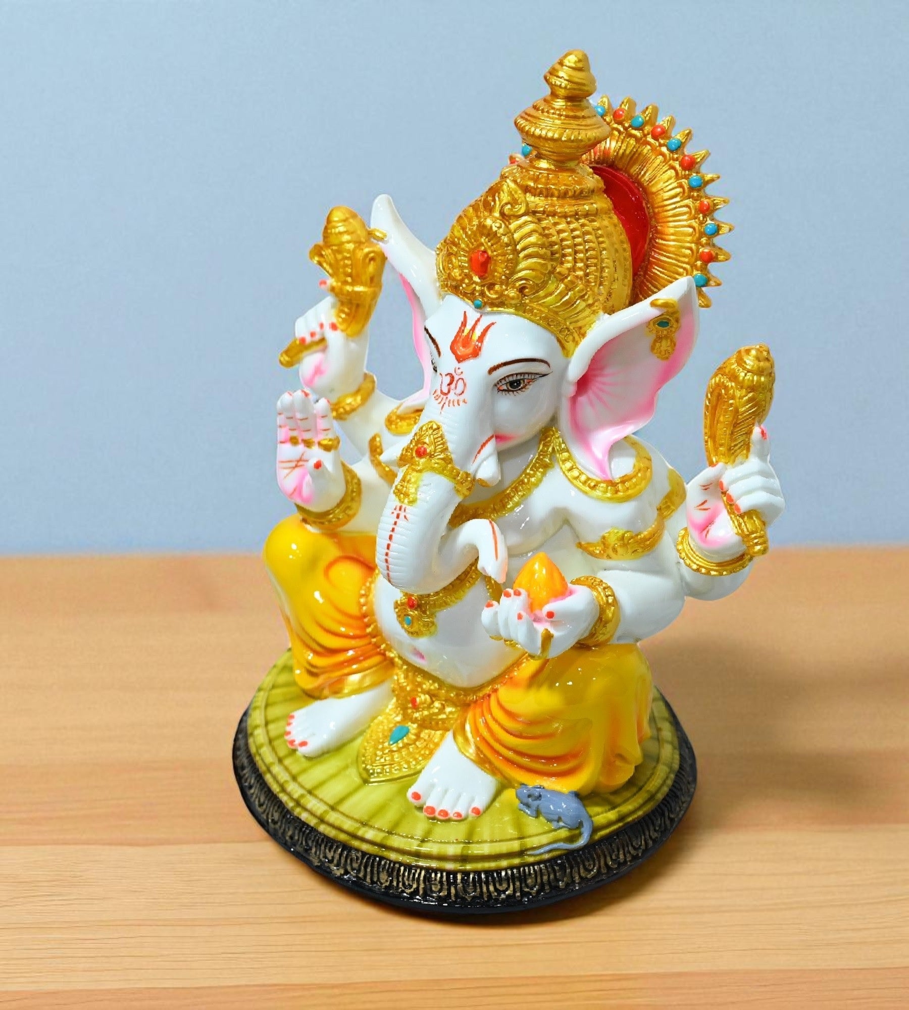 Sigaram 12 Inch Multi-Color Marble  Lord Ganesha Vinayaka Vignesha Idol For Home Decor Statue Figurine Murti Showpiece K4778