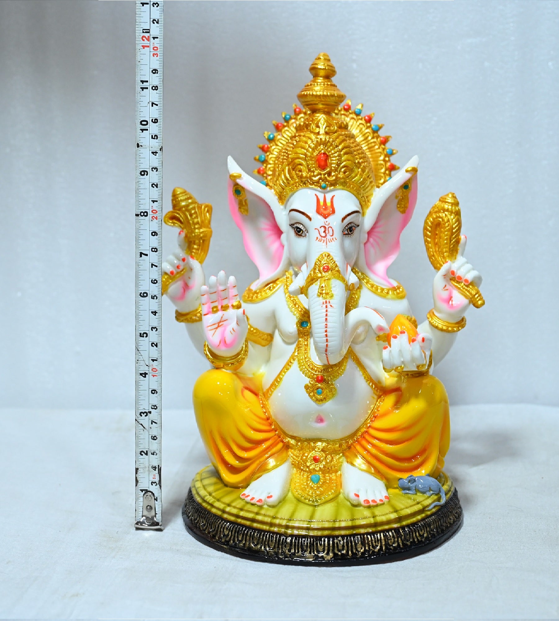 Sigaram 12 Inch Multi-Color Marble  Lord Ganesha Vinayaka Vignesha Idol For Home Decor Statue Figurine Murti Showpiece K4778