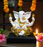 Sigaram 9.5 Inch White Marble Lord Ganesha Vinayaka Vignesha Idol For Home Decor Statue Figurine Murti Showpiece K4779