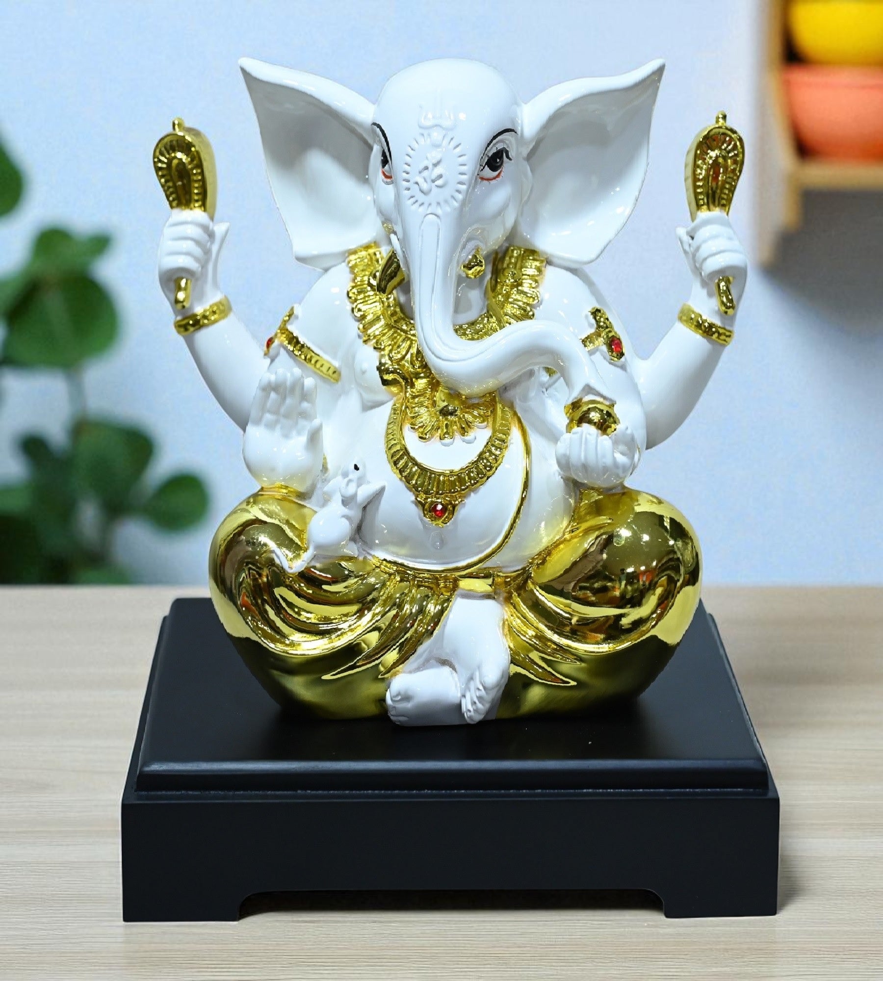 Sigaram 9.5 Inch White Marble Lord Ganesha Vinayaka Vignesha Idol For Home Decor Statue Figurine Murti Showpiece K4779