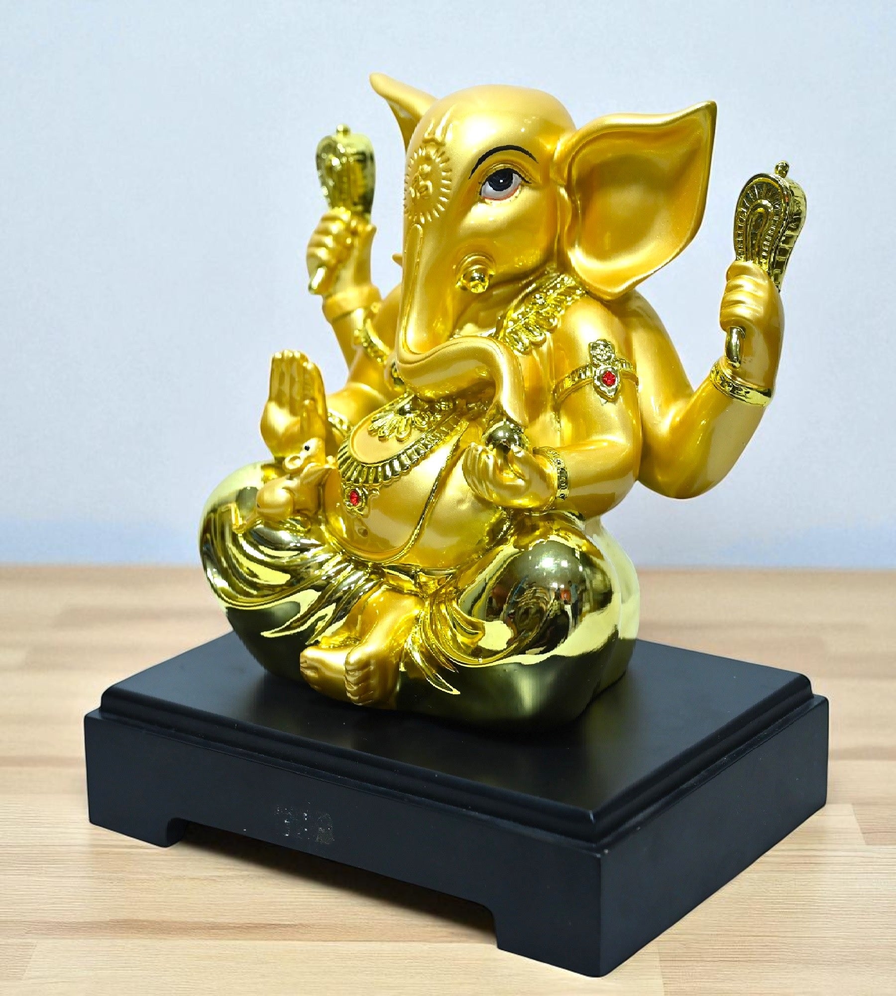 Sigaram 9.5 Inch Gold Color Marble Lord Ganesha Vinayaka Vignesha Idol For Home Decor Statue Figurine Murti Showpiece K4780