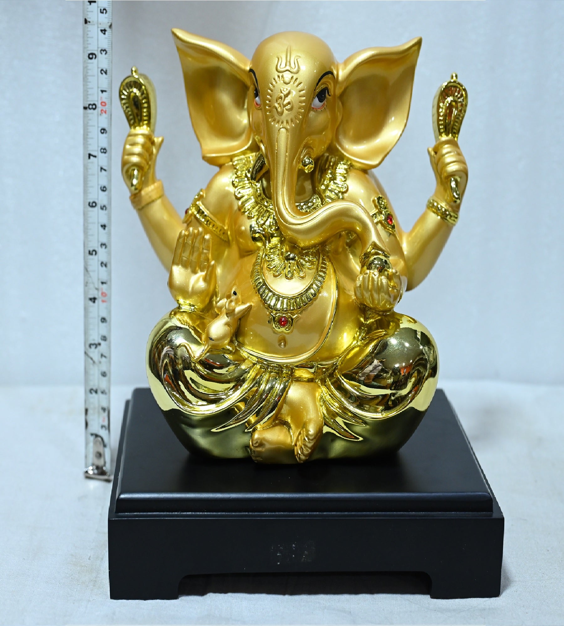 Sigaram 9.5 Inch Gold Color Marble Lord Ganesha Vinayaka Vignesha Idol For Home Decor Statue Figurine Murti Showpiece K4780
