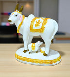 Sigaram 5 Inch White Marble Lakshmi Kamadhenu Idol For Home Decor Statue Figurine Murti Showpiece K4781