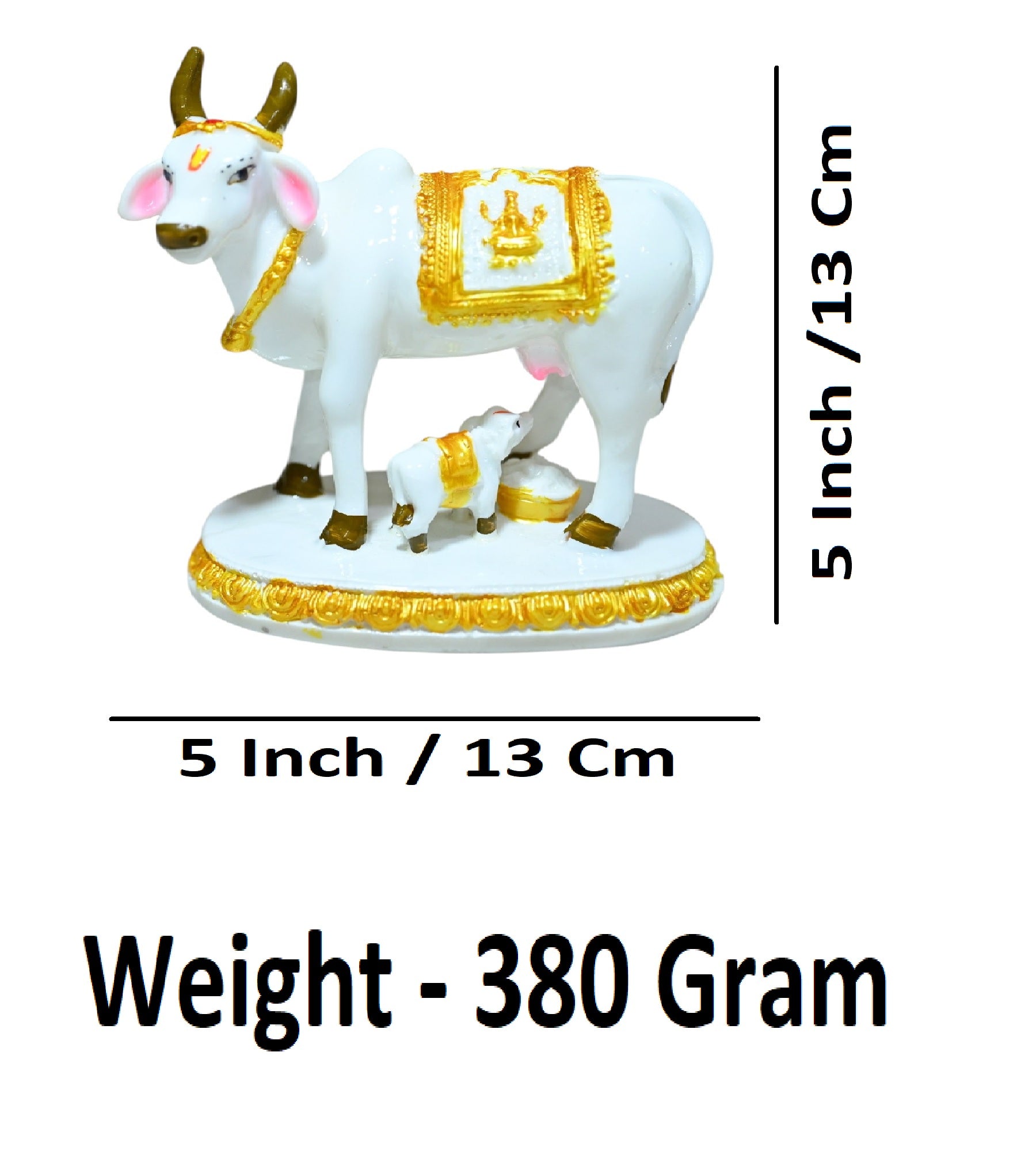 Sigaram 5 Inch White Marble Lakshmi Kamadhenu Idol For Home Decor Statue Figurine Murti Showpiece K4781