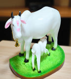 Sigaram 7 Inch White Marble Kamadhenu Idol For Home Decoretive Showpiece K4783