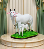 Sigaram 7 Inch White Marble Kamadhenu Idol For Home Decoretive Showpiece K4783