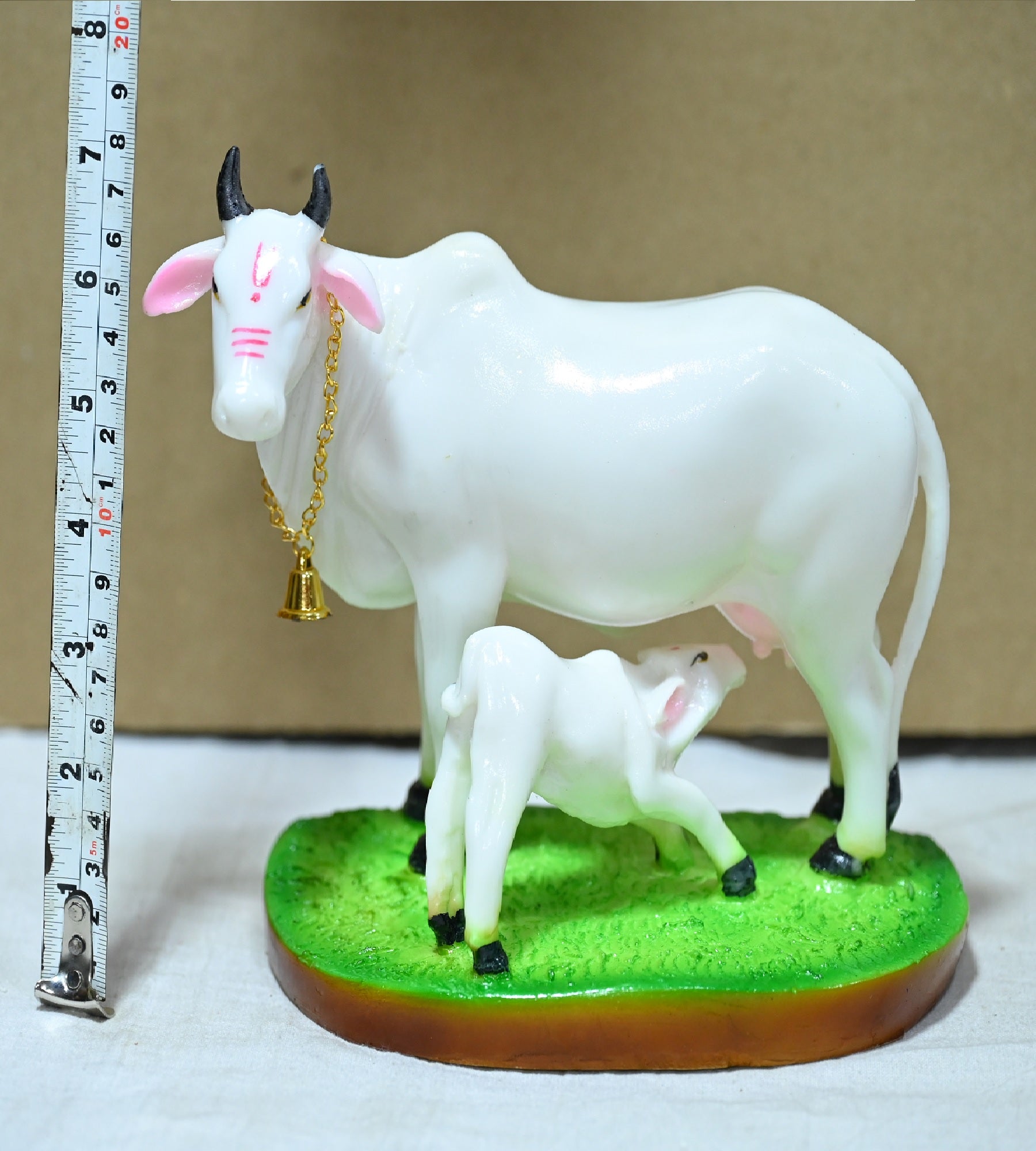 Sigaram 7 Inch White Marble Kamadhenu Idol For Home Decoretive Showpiece K4783