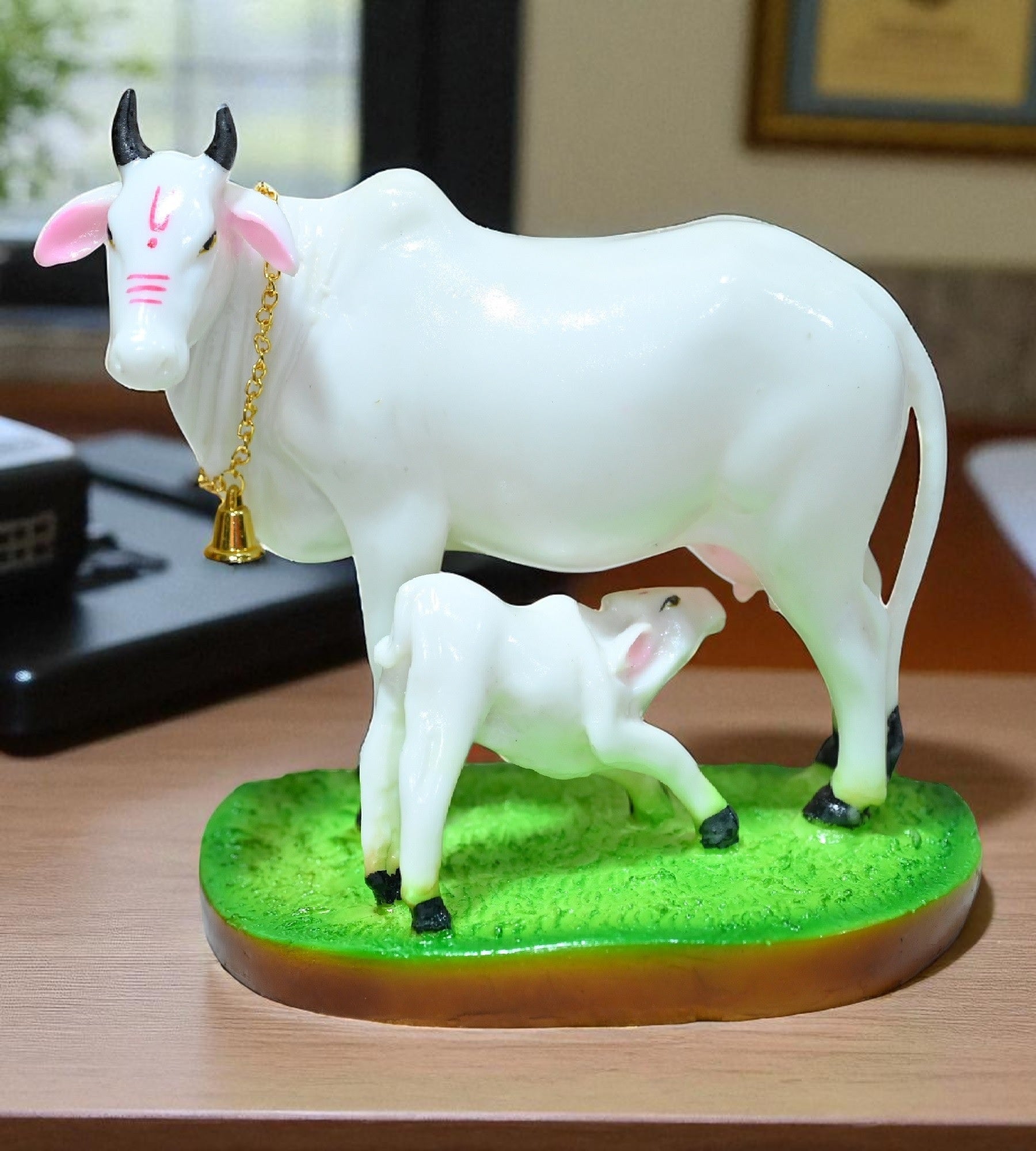 Sigaram 7 Inch White Marble Kamadhenu Idol For Home Decoretive Showpiece K4783