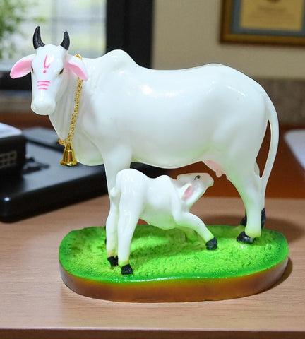Sigaram 7 Inch White Marble Kamadhenu Idol For Home Decoretive Showpiece K4783
