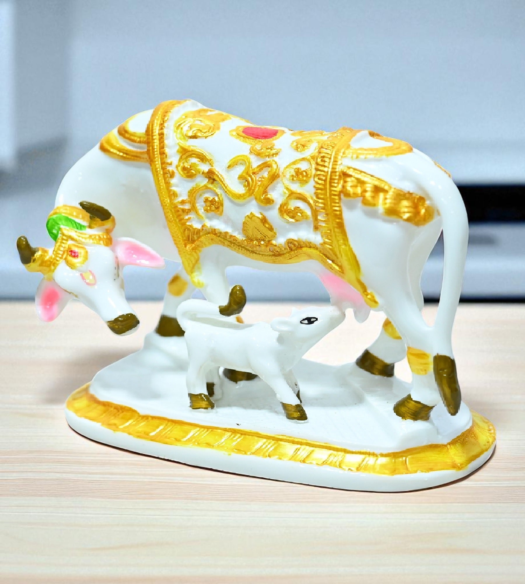 Sigaram 5 Inch Multi-Color Kamadhenu Idol For Home Decoretive Showpiece K4784