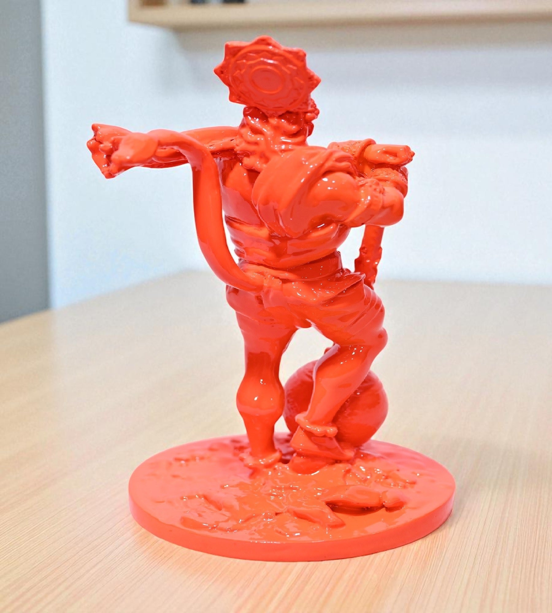 Sigaram 7.5 Inch Orange Color Marble Hanuman Idol For Home Decoretive Showpiece K4786