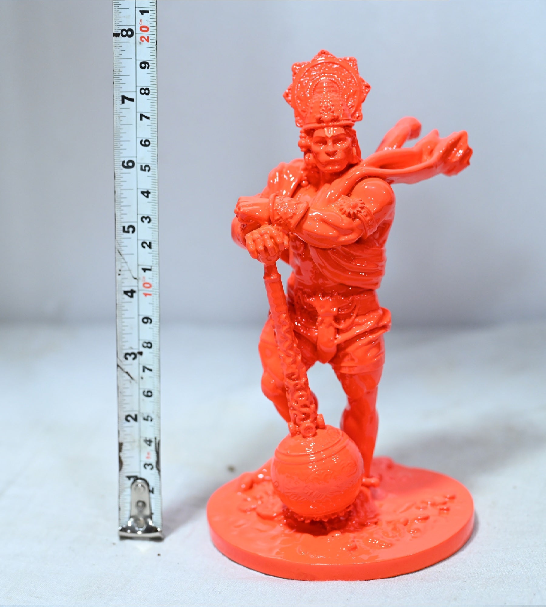 Sigaram 7.5 Inch Orange Color Marble Hanuman Idol For Home Decoretive Showpiece K4786