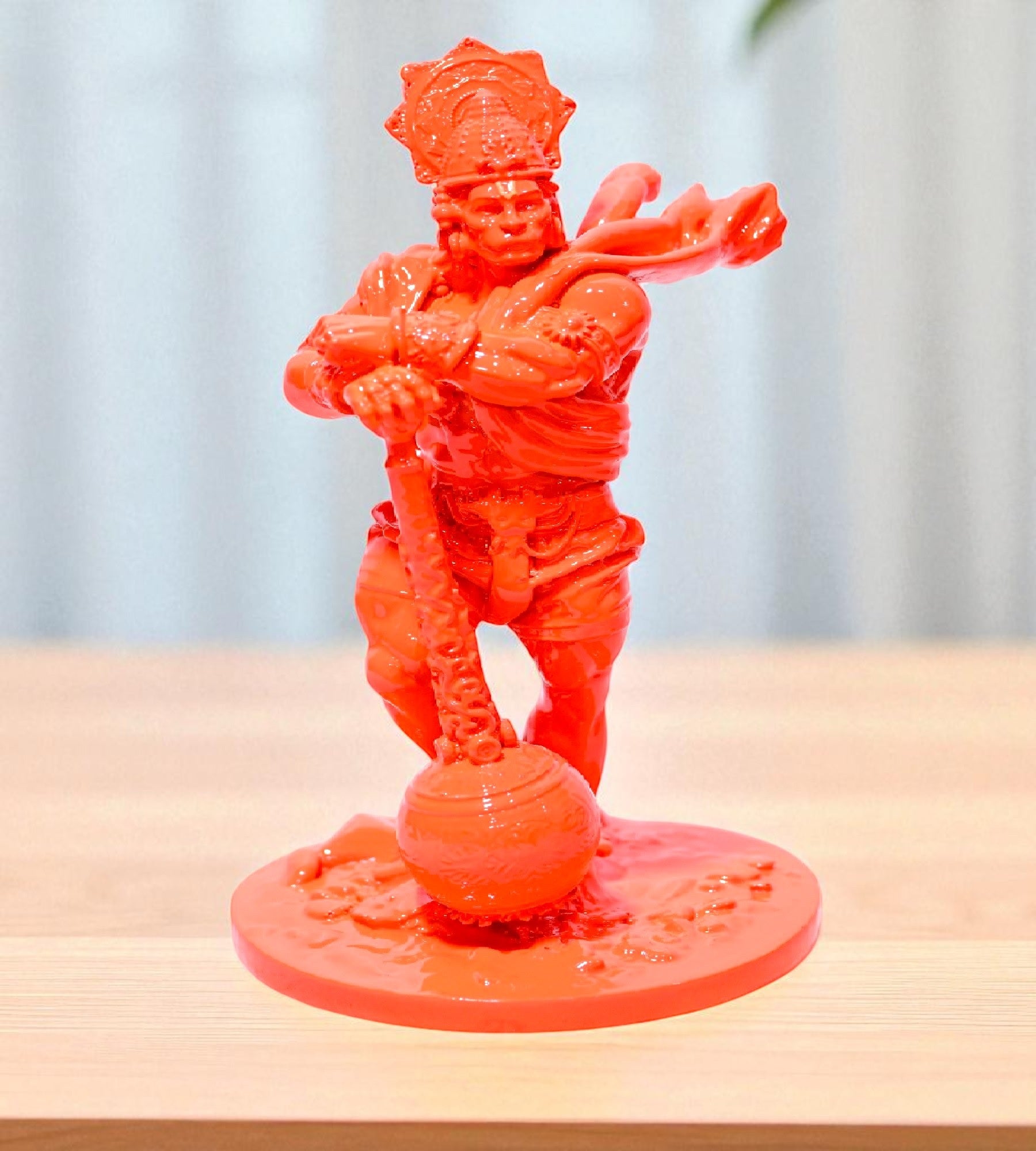 Sigaram 7.5 Inch Orange Color Marble Hanuman Idol For Home Decoretive Showpiece K4786