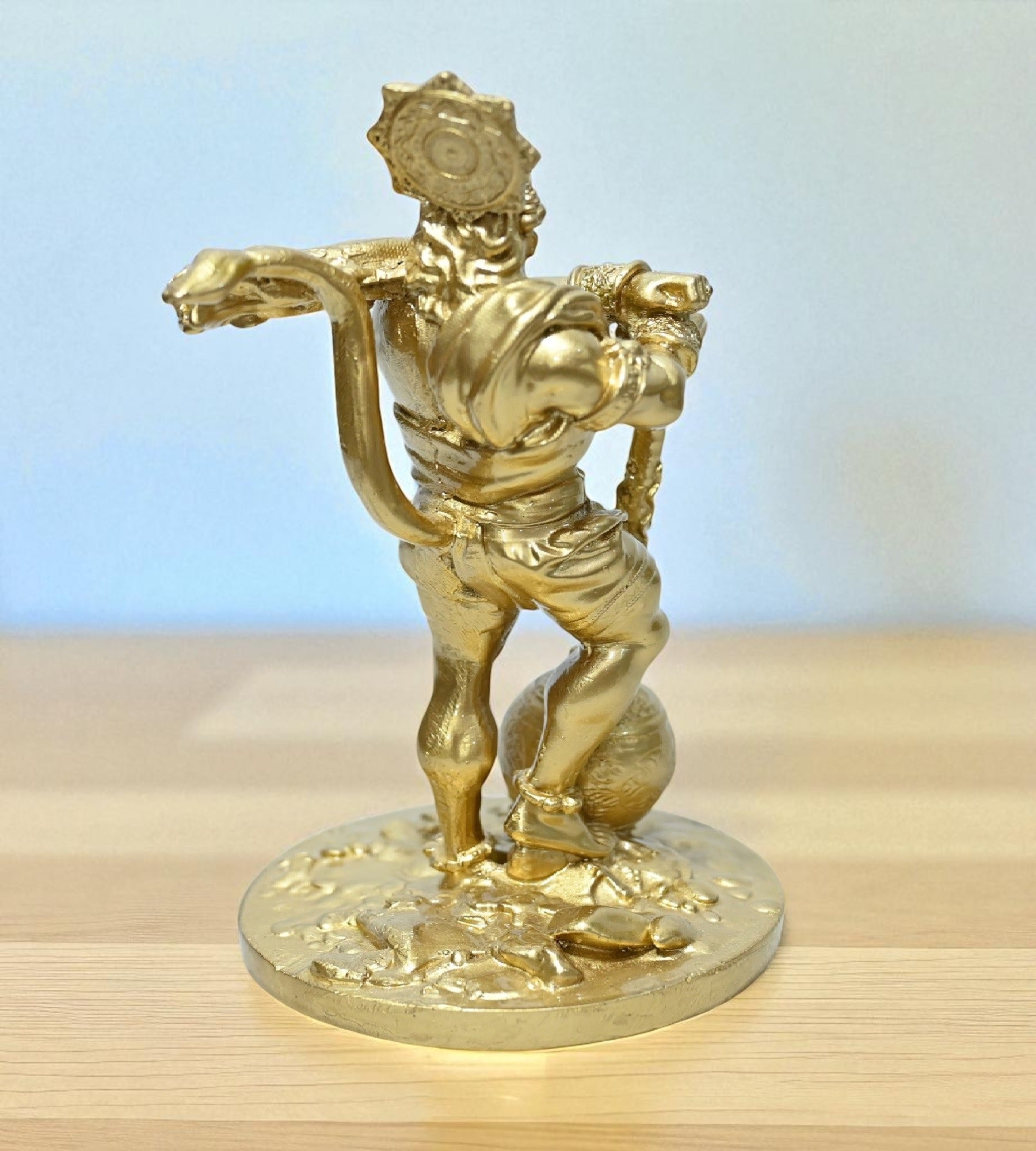 Sigaram 7.5 Inch Gold Color Marble Hanuman Idol For Home Decoretive Showpiece K4787