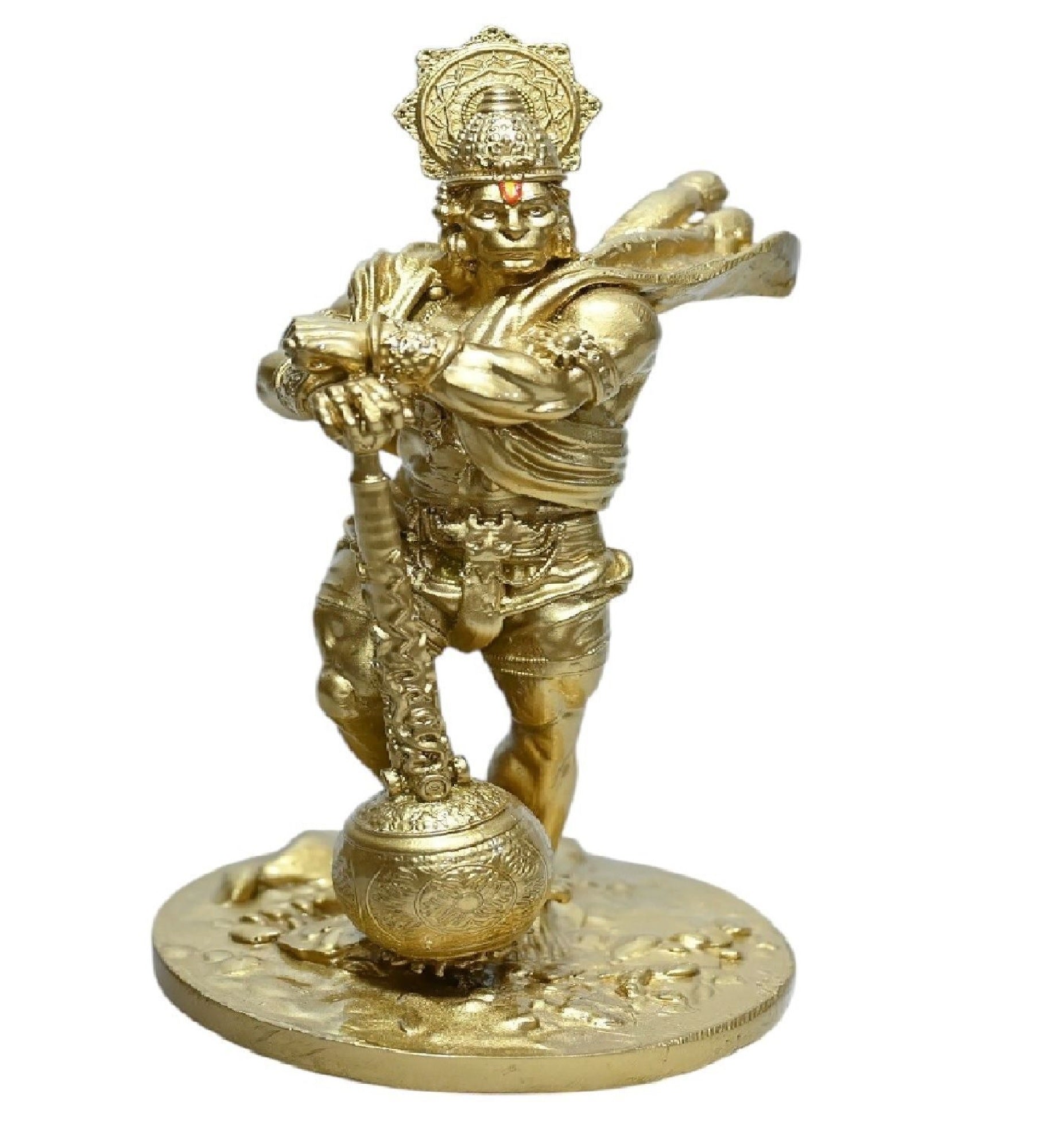 Sigaram 7.5 Inch Gold Color Marble Hanuman Idol For Home Decoretive Showpiece K4787