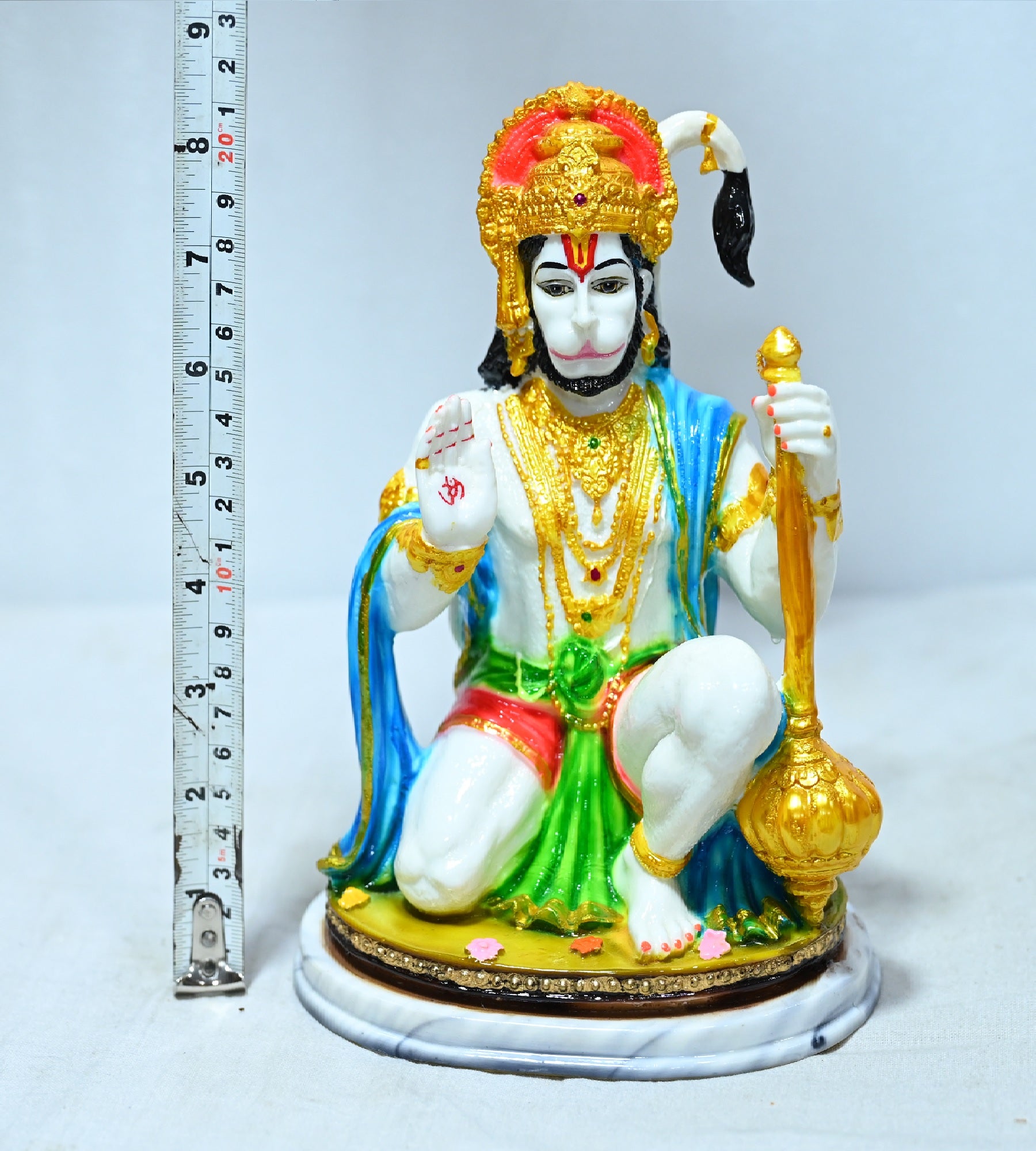 Sigaram 8 Inch Multi-Color Marble Hanuman Idol For Home Decoretive Showpiece K4788