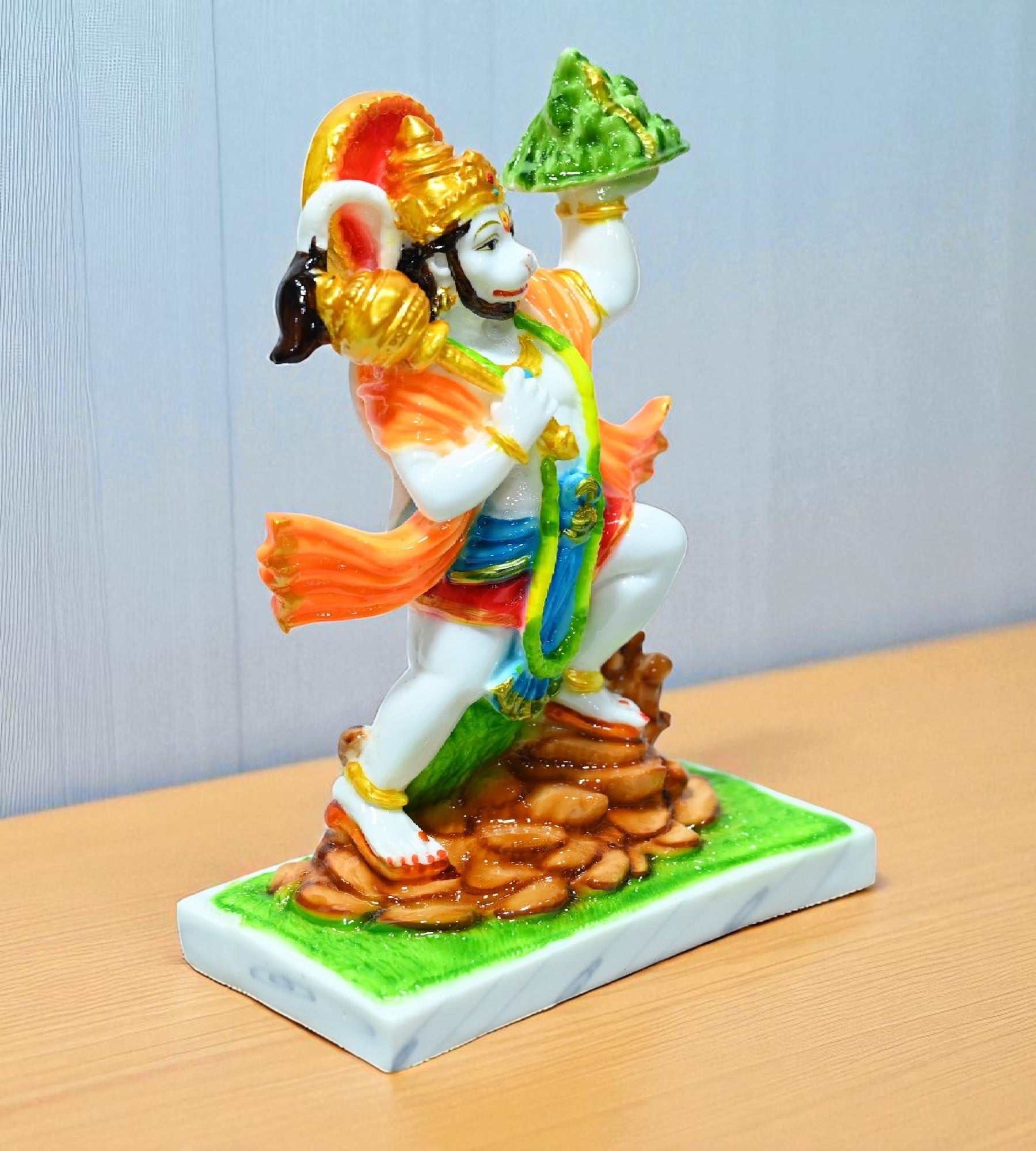 Sigaram 9 Inch Multi-Color Marble Hanuman Idol For Home Decoretive Showpiece K4789