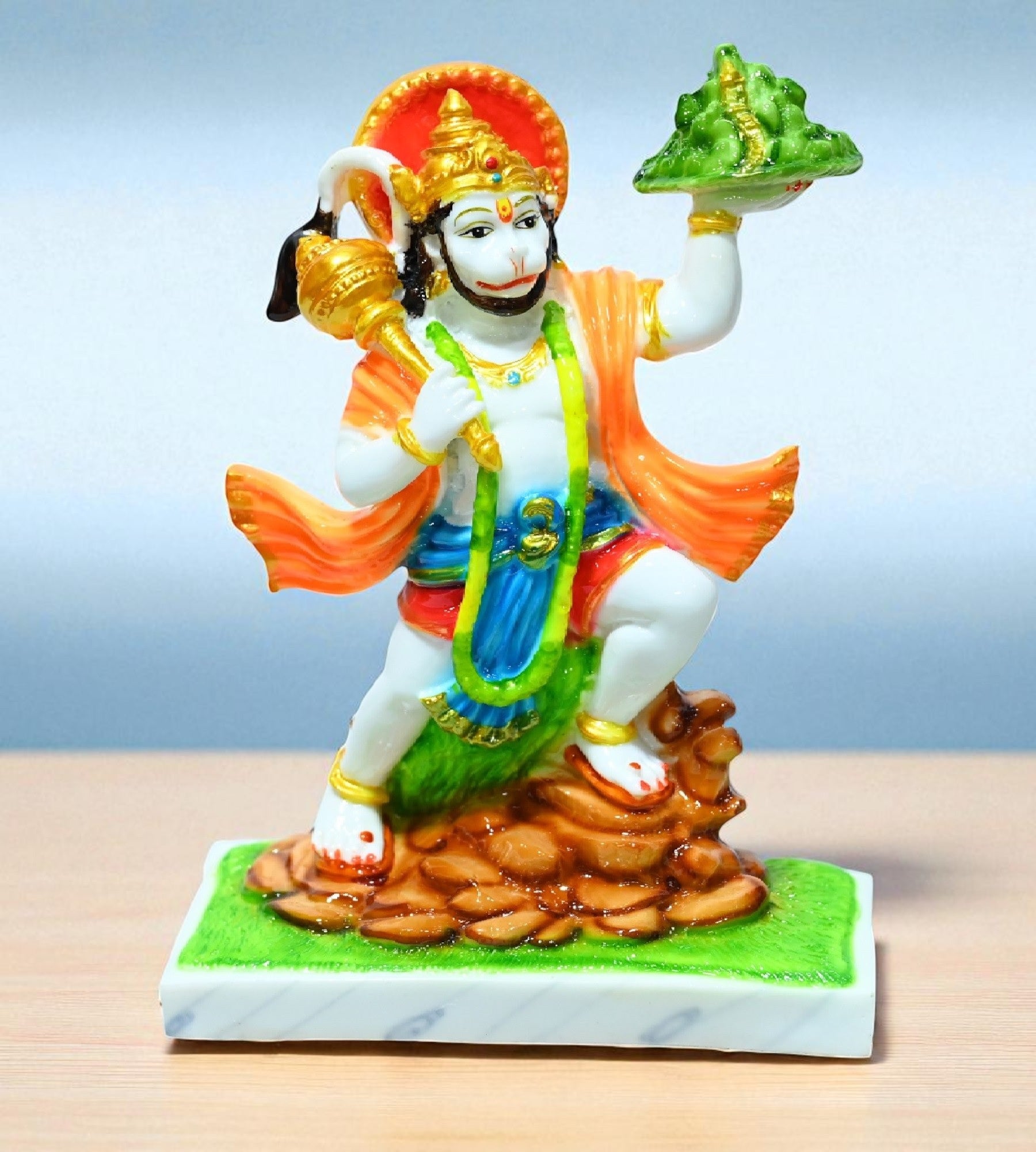Sigaram 9 Inch Multi-Color Marble Hanuman Idol For Home Decoretive Showpiece K4789