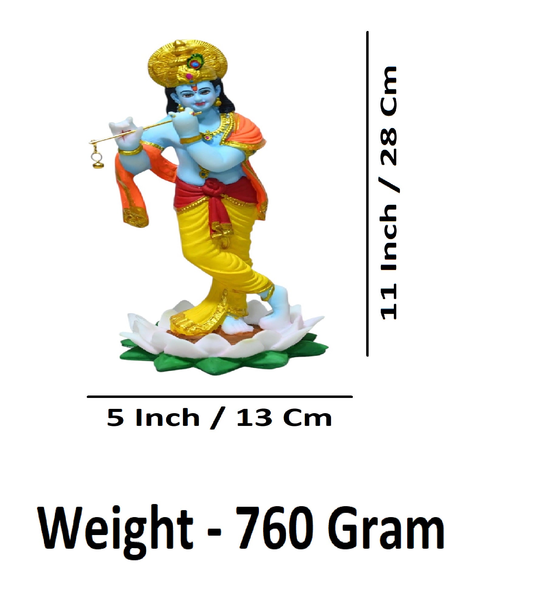 Sigaram 11 Inch Multi-Color Marble Standing Krishna Idol For Home Decoretive Showpiece K4795