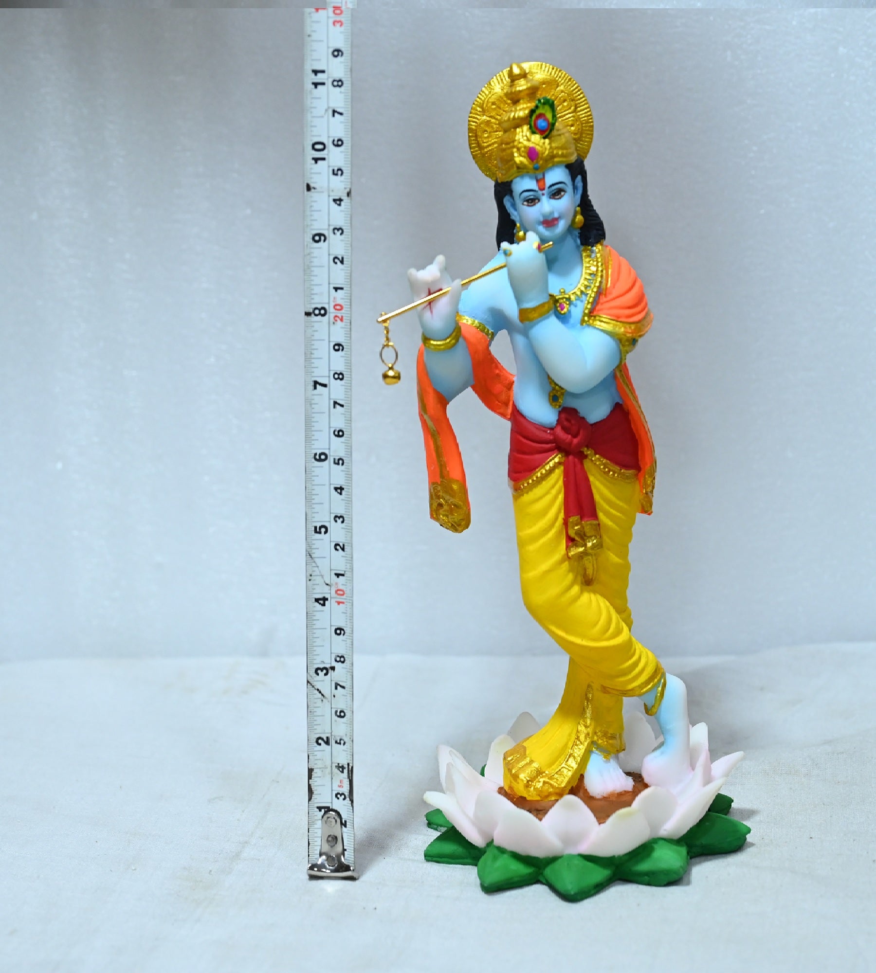 Sigaram 11 Inch Multi-Color Marble Standing Krishna Idol For Home Decoretive Showpiece K4795