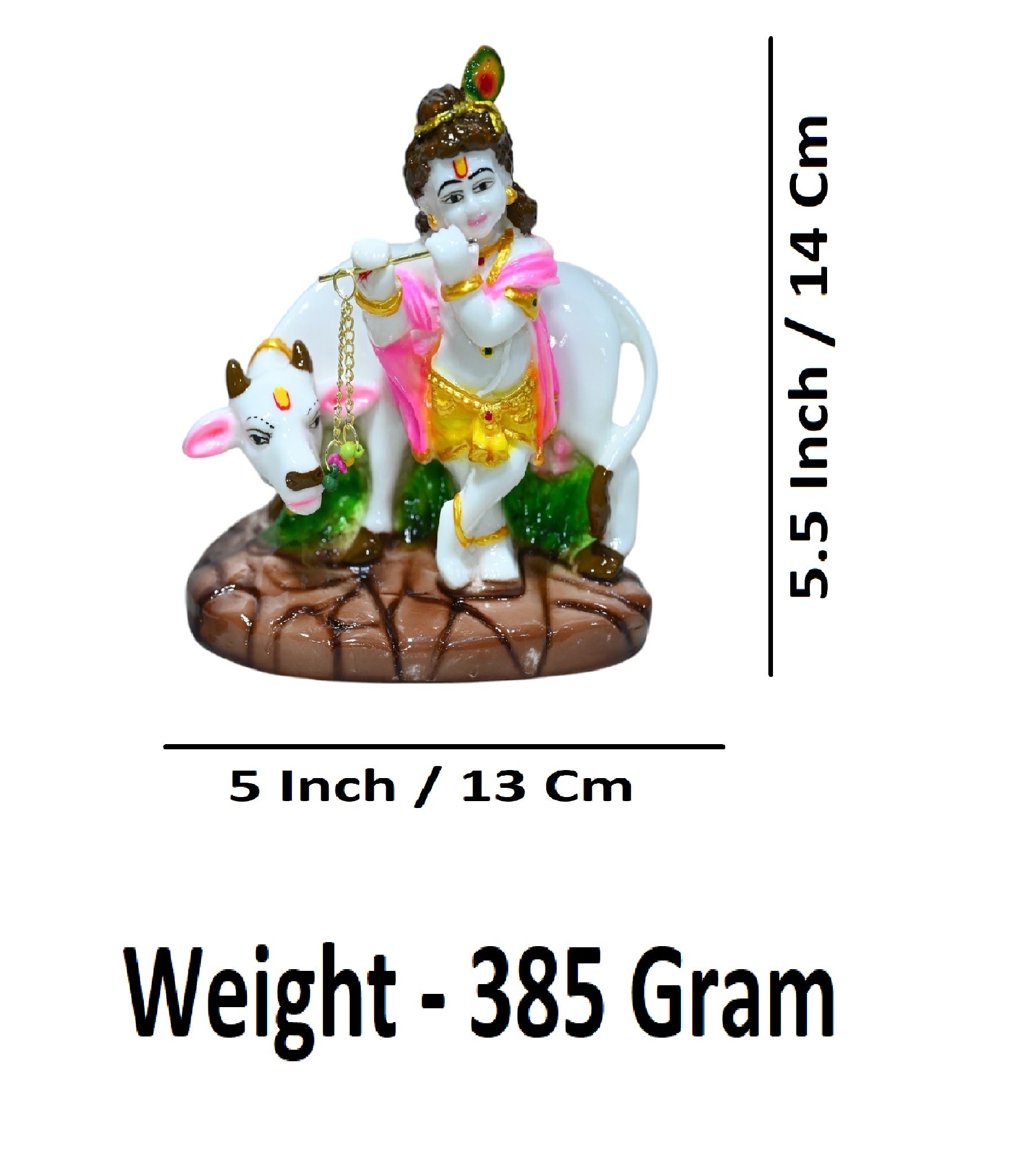 Sigaram 5.5 Inch Multi-Color Bala Krishna with Kamadhenu Idol For Home Decoretive Showpiece K4796