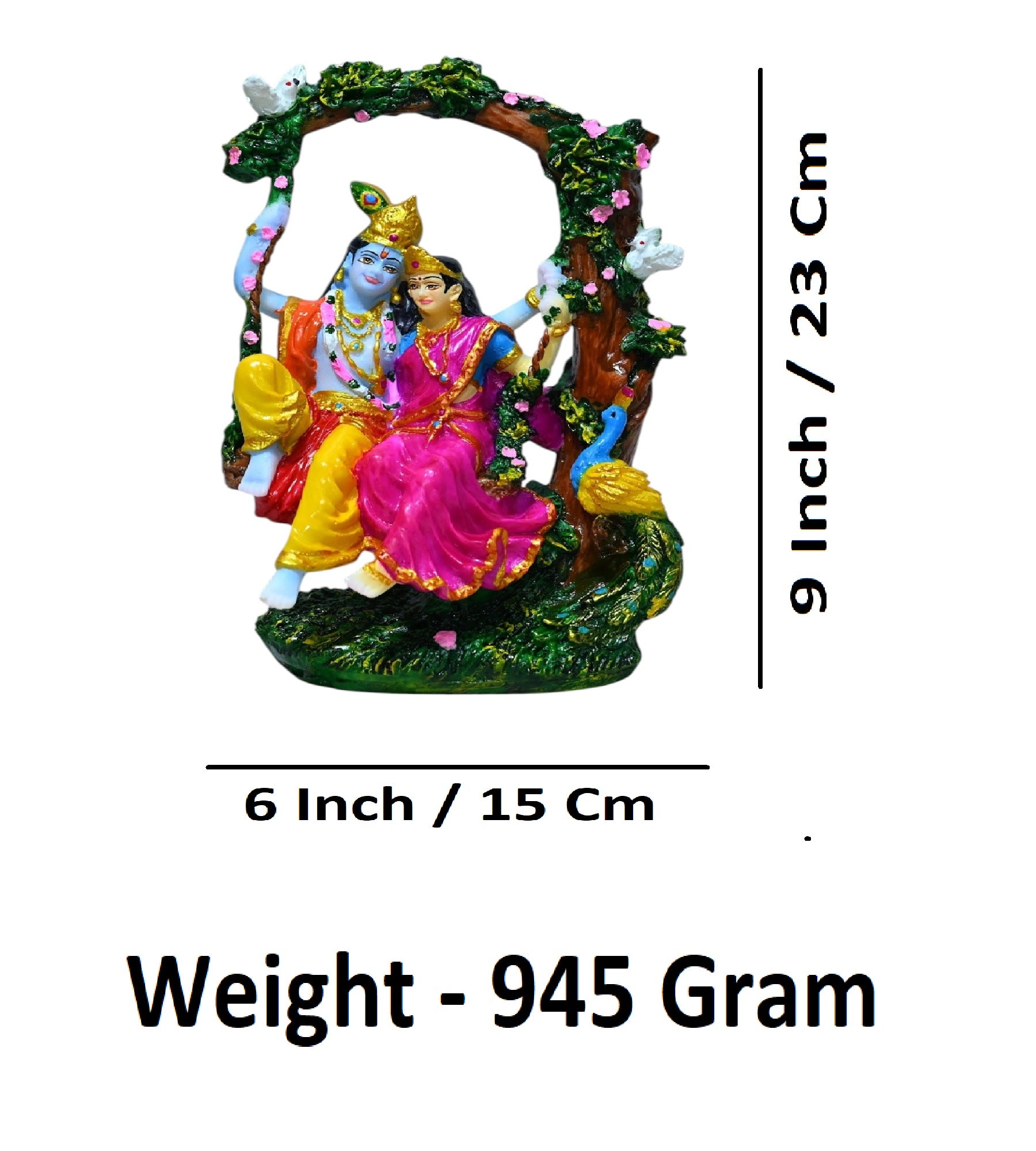 Sigaram 9 Inch Multi-Color Radha Krishna with Jhula For Home Decoretive Showpiece K4797