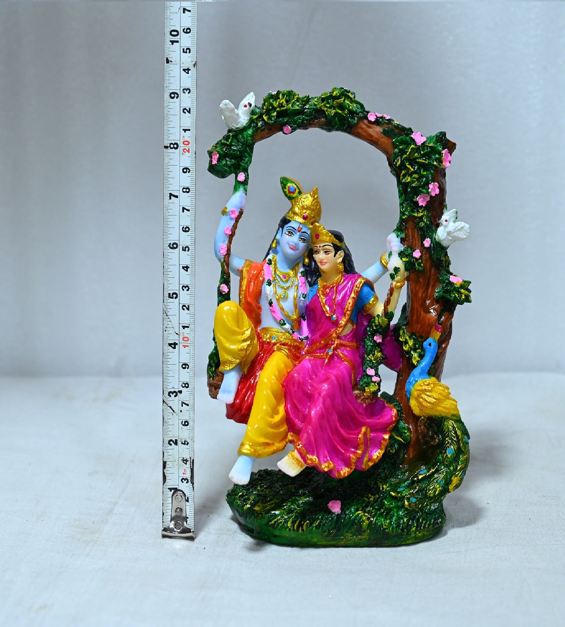 Sigaram 9 Inch Multi-Color Radha Krishna with Jhula For Home Decoretive Showpiece K4797