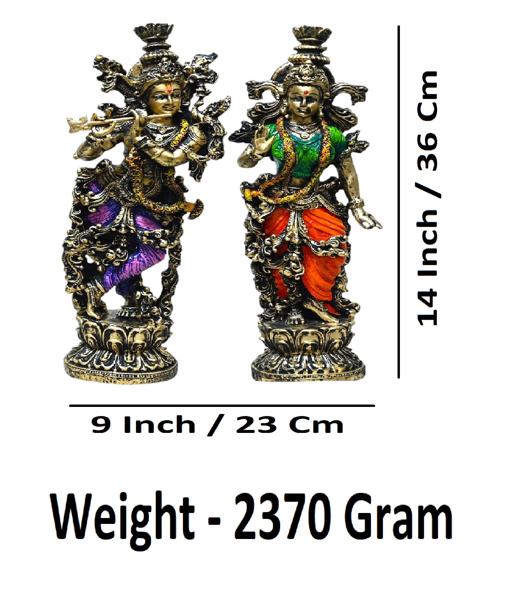 Sigaram 14 Inch Antique Radha Krishna Idol For Home Decor Statue Figurine Murti Showpiece K4798
