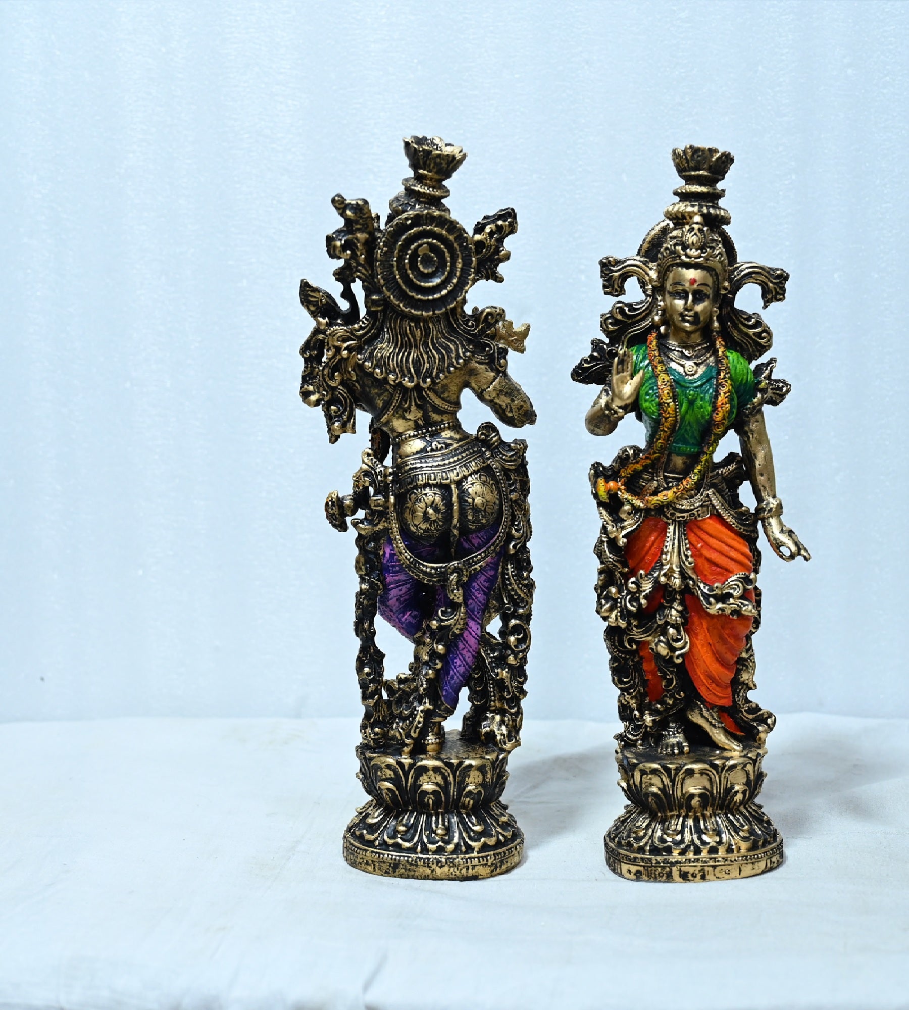 Sigaram 14 Inch Antique Radha Krishna Idol For Home Decor Statue Figurine Murti Showpiece K4798